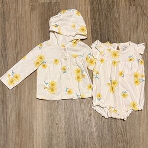 Carter's White and Yellow Floral Baby Set